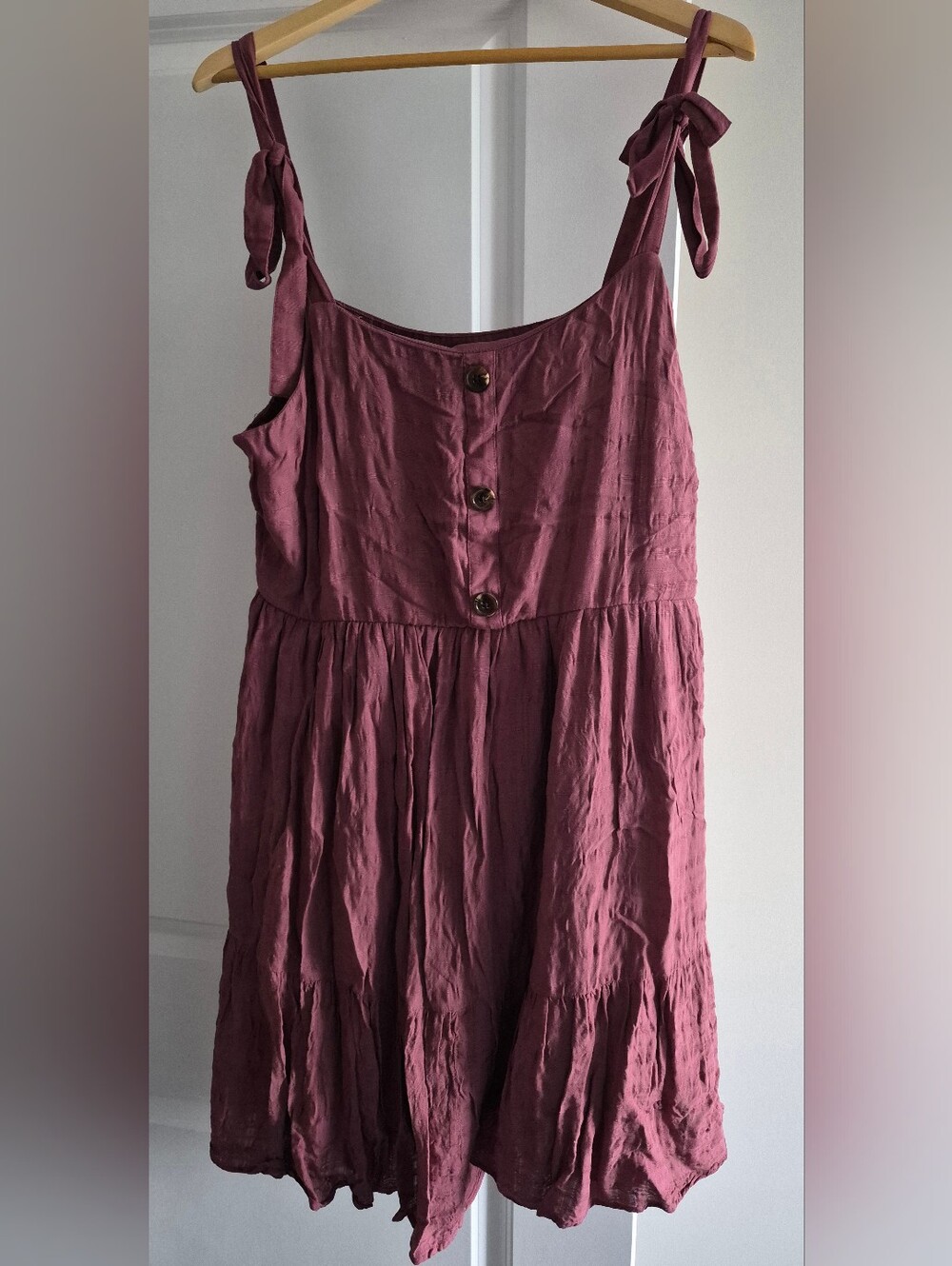 Torrid Women’s Tie-Shoulder Button-Front Midi Dress in Dusty Mauve